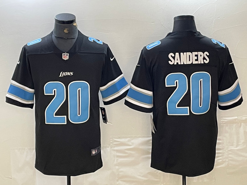 Men's Detroit Lions Barry Sanders #20 Black Jersey